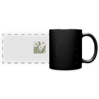 Gänseblümchen Blume Boho Blumen - Panorama-Tasse farbig - Schwarz - Vorne