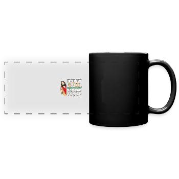 Happy 67th Birthday See You Soon Funny Jesus Meme - Panorama-Tasse farbig - Schwarz - Vorne