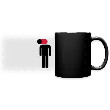 Handy an, Gehirn aus - Panorama-Tasse farbig - Schwarz - Vorne
