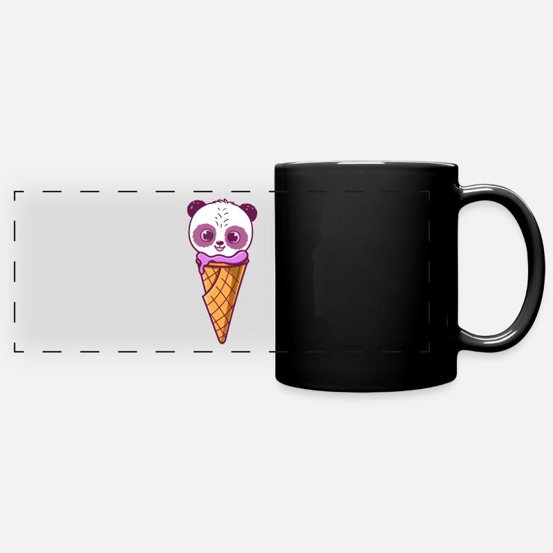 Cute panda head smiling on ice - Full Colour Panoramic Mug - black