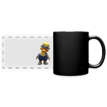 Glasses Duck in Jeans-Overalls - Panorama-Tasse farbig - Schwarz - Vorne