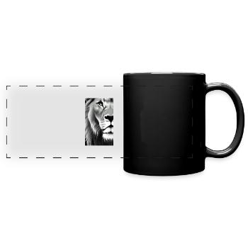 Löwe Schwarz und Weiß - Panorama-Tasse farbig - Schwarz - Vorne
