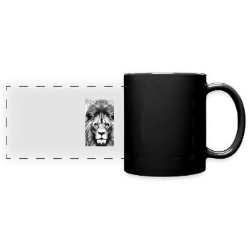 Lion Black and White - Full Colour Panoramic Mug - black - Front