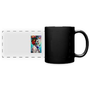 ARTWORK Flower Power Girl - Full Colour Panoramic Mug - black - Front