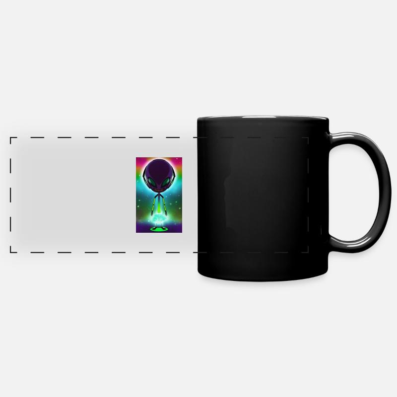 Alien | UFO | Raumschiff | UAP | außerirdische - Panorama-Tasse farbig - Schwarz