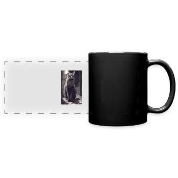 Katze | Haustier | Katzenfan | niedlich | Kätzchen - Panorama-Tasse farbig - Schwarz - Vorne