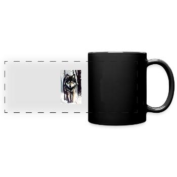 Wolf | Raubtier | Hund | Mystisch - Panorama-Tasse farbig - Schwarz - Vorne