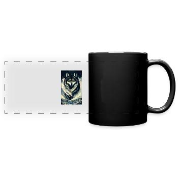 Wolf | Raubtier | Hund | Mystisch - Panorama-Tasse farbig - Schwarz - Vorne