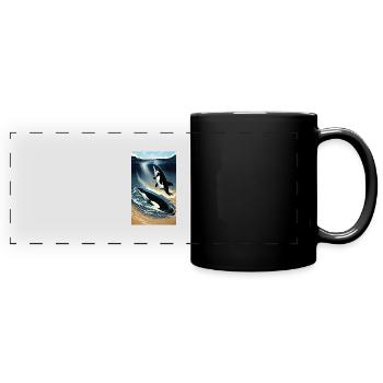 Orque | Baleine | Épaulard | Créature marine | Océan - Mug panoramique uni - noir - Devant