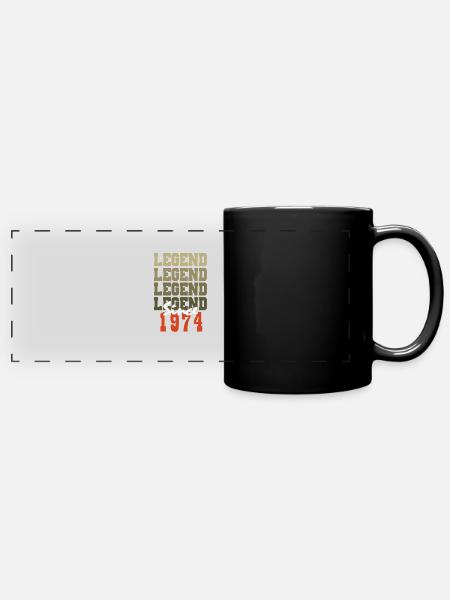 Cadeau 50e Anniversaire Vintage Né un mois de 1974 - Mug panoramique uni - noir