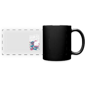 Katze Devon Rex Geschenk - Panorama-Tasse farbig - Schwarz - Vorne