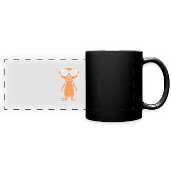 Erdmännchen - Panorama-Tasse farbig - Schwarz - Vorne