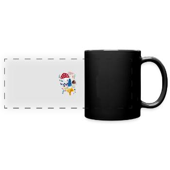 Mushroom design toadstool boletus chanterelle - Full Colour Panoramic Mug - black - Front