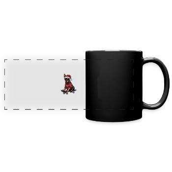 Doberman Dog Christmas Skateboard - Full Colour Panoramic Mug - black - Front