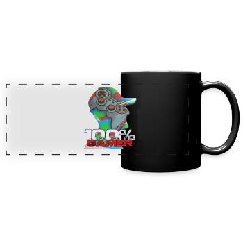 Gamer to 100% Gaming Player - Full Colour Panoramic Mug - black - Front