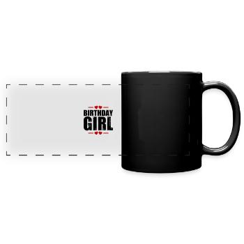 Geburtstags Mädchen Spruch - Panorama-Tasse farbig - Schwarz - Vorne