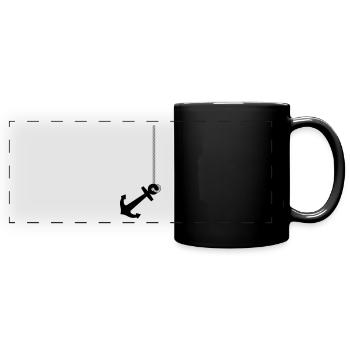 Anker mit Seil - Panorama-Tasse farbig - Schwarz - Vorne