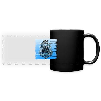 Anchor Design Ship Boat Seafaring Maritime - Full Colour Panoramic Mug - black - Front