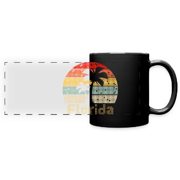 8bit Retro Florida Urlaub - Panorama-Tasse farbig - Schwarz - Vorne