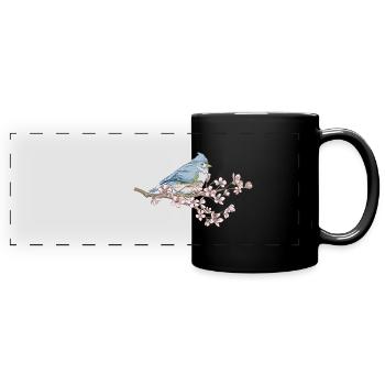 Japanese Cherry Blossom Sakura - Full Colour Panoramic Mug - black - Front