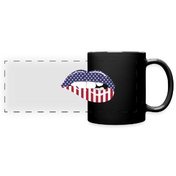 Lip Kiss USA Print - Full Colour Panoramic Mug - black - Front