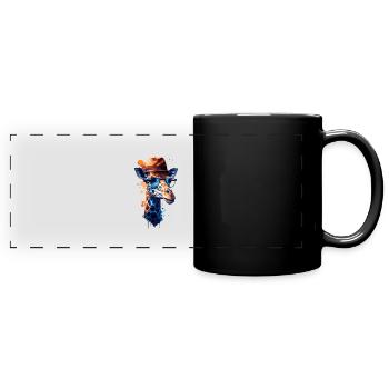 Giraffe as hipster spectacle wearer with hat - Full Colour Panoramic Mug - black - Front