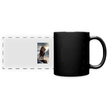 Lion - Panorama-Tasse farbig - Schwarz - Vorne