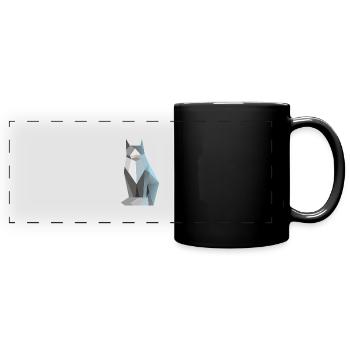 Katze - Panorama-Tasse farbig - Schwarz - Vorne