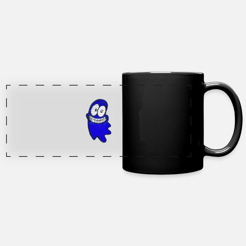 Lustiger lächelnder Geist in blau - Panorama-Tasse farbig - Schwarz
