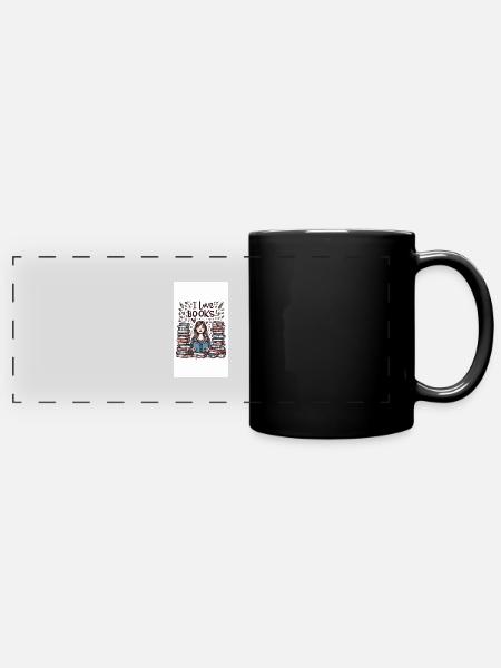 Ich liebe Bücher - Panorama-Tasse farbig - Schwarz