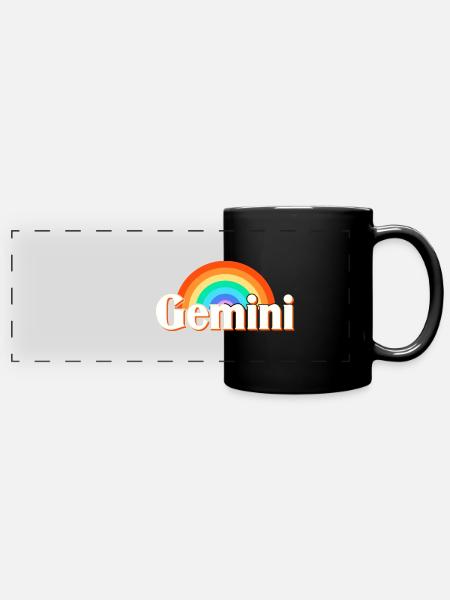 Sternzeichen Zwillinge - Panorama-Tasse farbig - Schwarz