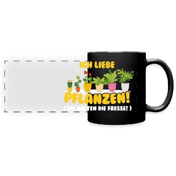 Ich liebe Pflanzen - Gärtner und Zimmerpflanzen - Panorama-Tasse farbig - Schwarz - Vorne