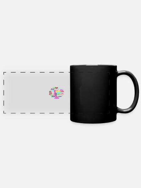 Java WordCloud - Panorama-Tasse farbig - Schwarz