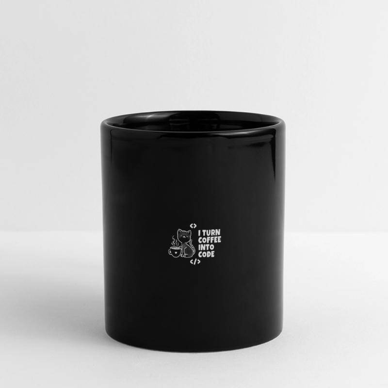 I turn coffee into code Programmierer Entwickler Panorama-Tasse farbig