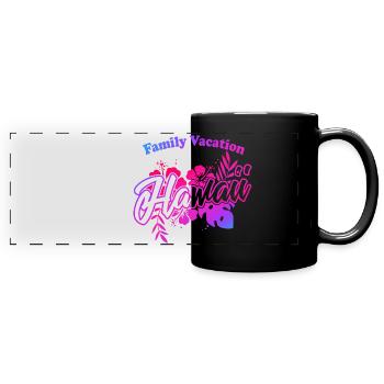 Familienurlaub Hawaii - Panorama-Tasse farbig - Schwarz - Vorne