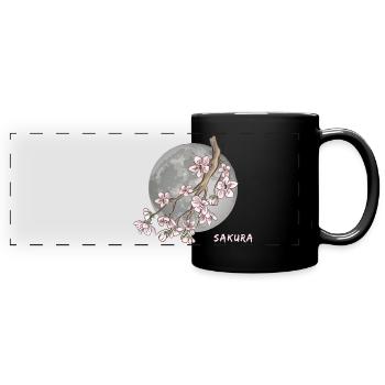 Japanese Cherry Blossom Sakura - Full Colour Panoramic Mug - black - Front