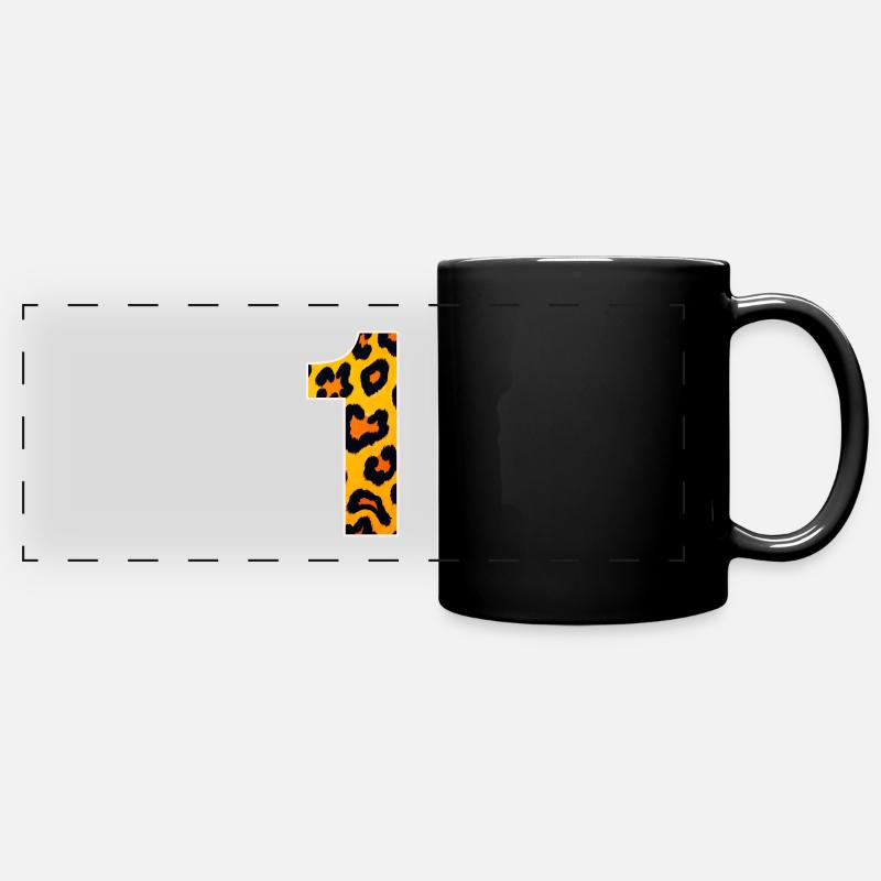 Leopard print yellow-orange - Full Colour Panoramic Mug - black