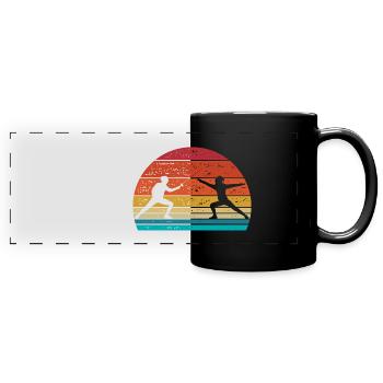 Fechten Retro - Panorama-Tasse farbig - Schwarz - Vorne