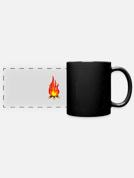 Lagerfeuer - Panorama-Tasse farbig - Schwarz