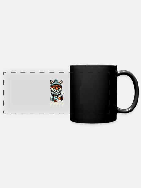 Fuchs Kaffee Fragezeichen - Panorama-Tasse farbig - Schwarz