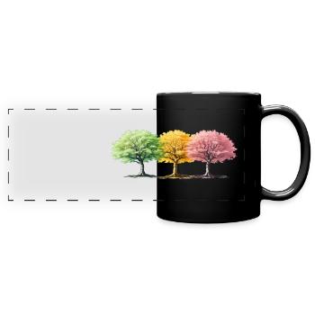 Colorful trees even in winter summer spring tree - Full Colour Panoramic Mug - black - Front
