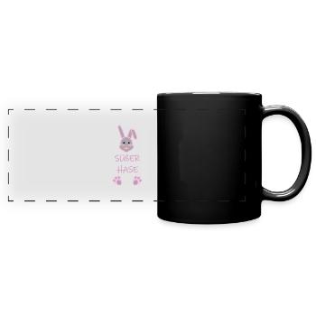 Süßer Hase - Panorama-Tasse farbig - Schwarz - Vorne
