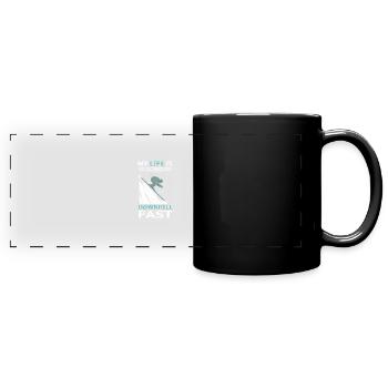 My Life is Going Downhill Fast Skiing Winter Sport - Full Colour Panoramic Mug - black - Front