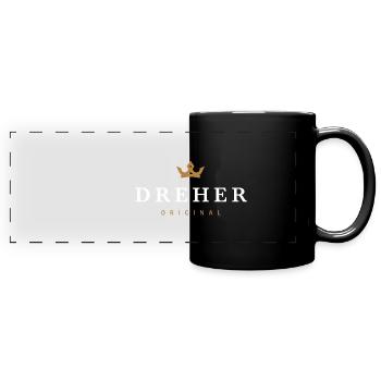 Dreher Original Familienlogo - Panorama-Tasse farbig - Schwarz - Vorne
