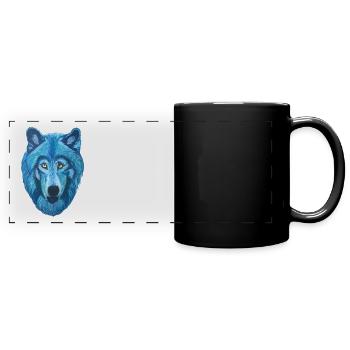 tête de loup épique à fourrure bleue - Mug panoramique uni - noir - Devant