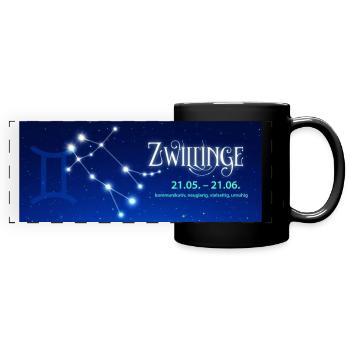 Zwillinge Sternzeichen Tasse Leuchtendes Sternbild - Panorama-Tasse farbig - Schwarz - Vorne