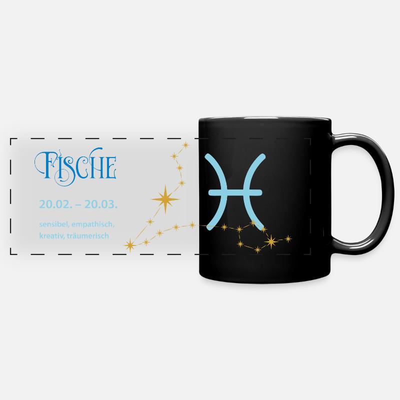 Pisces Zodiac - Constellation Pisces - Full Colour Panoramic Mug - black