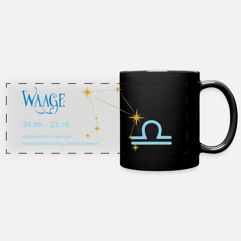 Libra Zodiac Sign, Constellation Libra - Full Colour Panoramic Mug - black