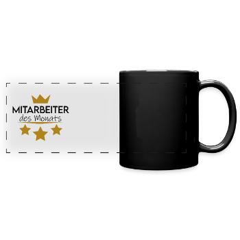 Mitarbeiter des Monats - Panorama-Tasse farbig - Schwarz - Vorne