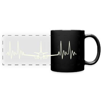 Heartbeat Airplane Passion - Full Colour Panoramic Mug - black - Front